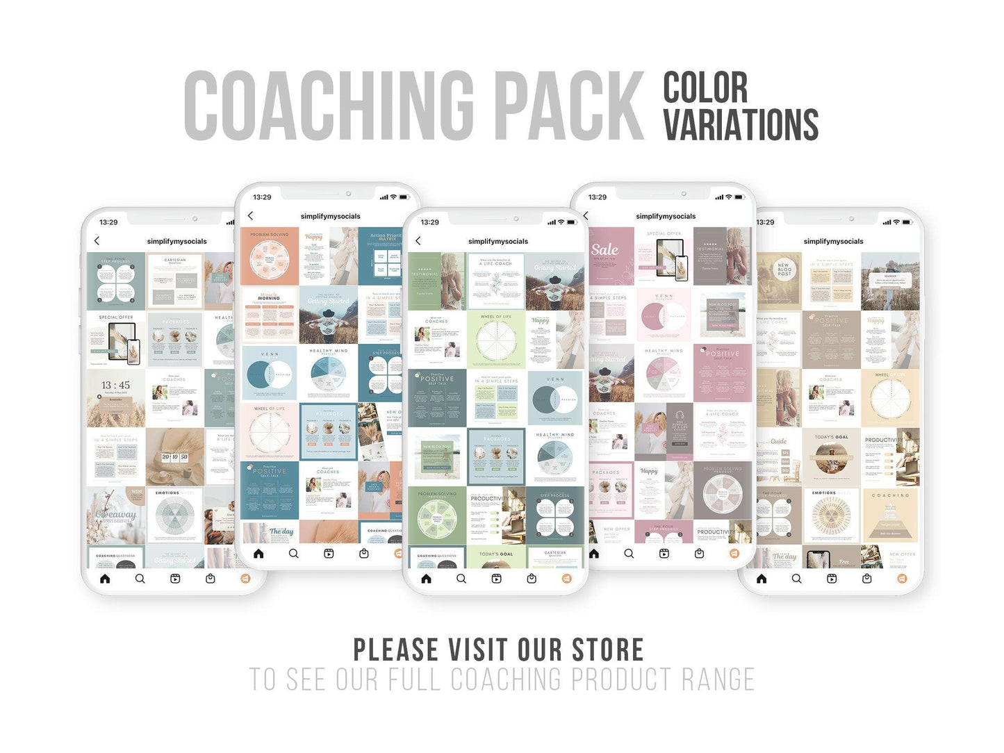 150 Life Coach Instagram Templates For Social Media (green)