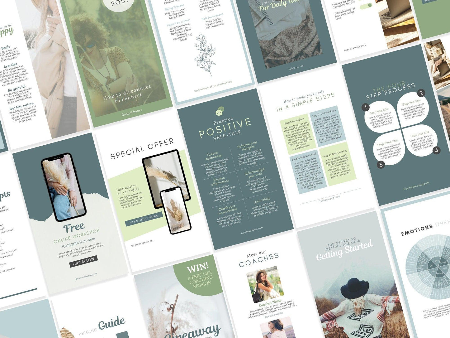 150 Life Coach Instagram Templates For Social Media (green)