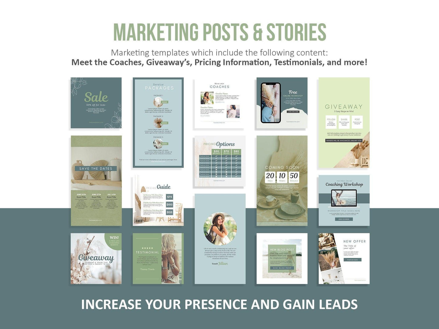 150 Life Coach Instagram Templates For Social Media (green)