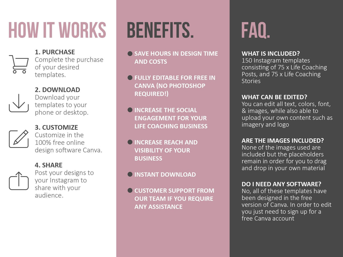 150 Life Coach Instagram Templates For Social Media (mauve)