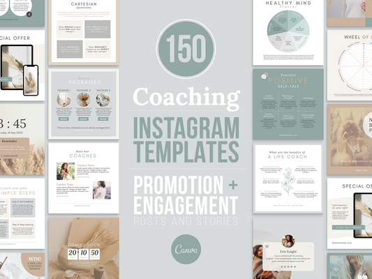 150 Life Coach Instagram Templates For Social Media (neutral)