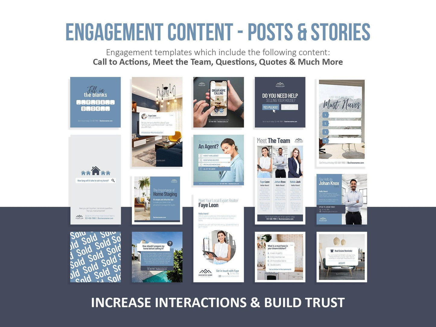 150 Real Estate Templates For Social Media (blue)