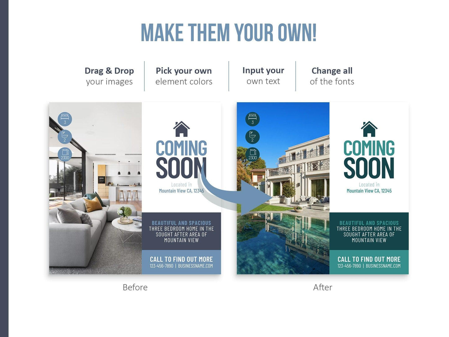 150 Real Estate Templates For Social Media (blue)