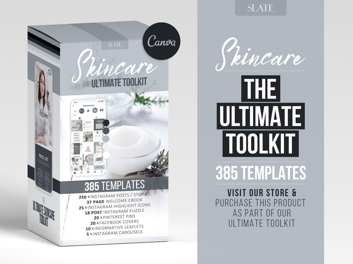 275 Skincare Instagram Templates For Social Media (slate)