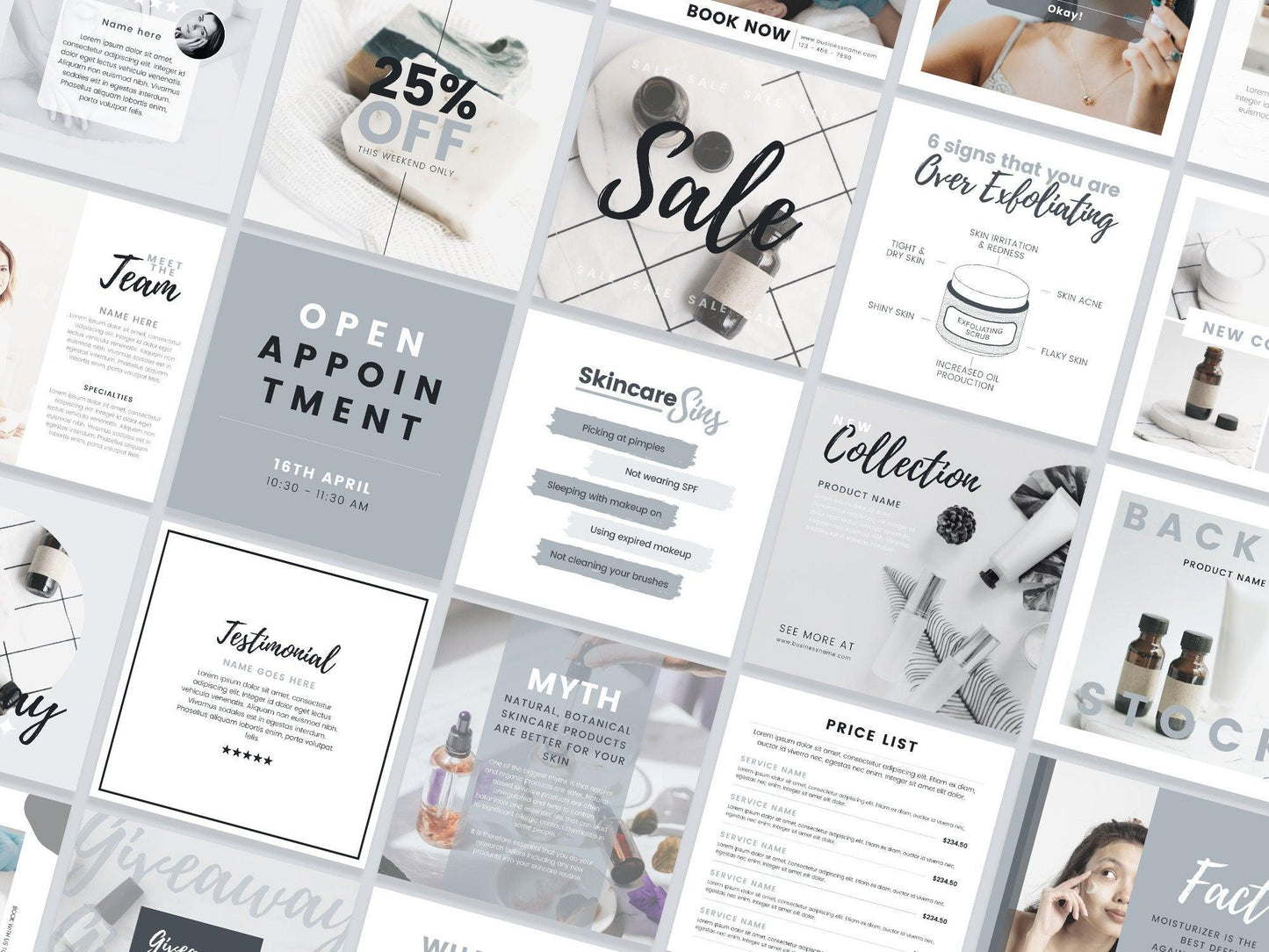 275 Skincare Instagram Templates For Social Media (slate)