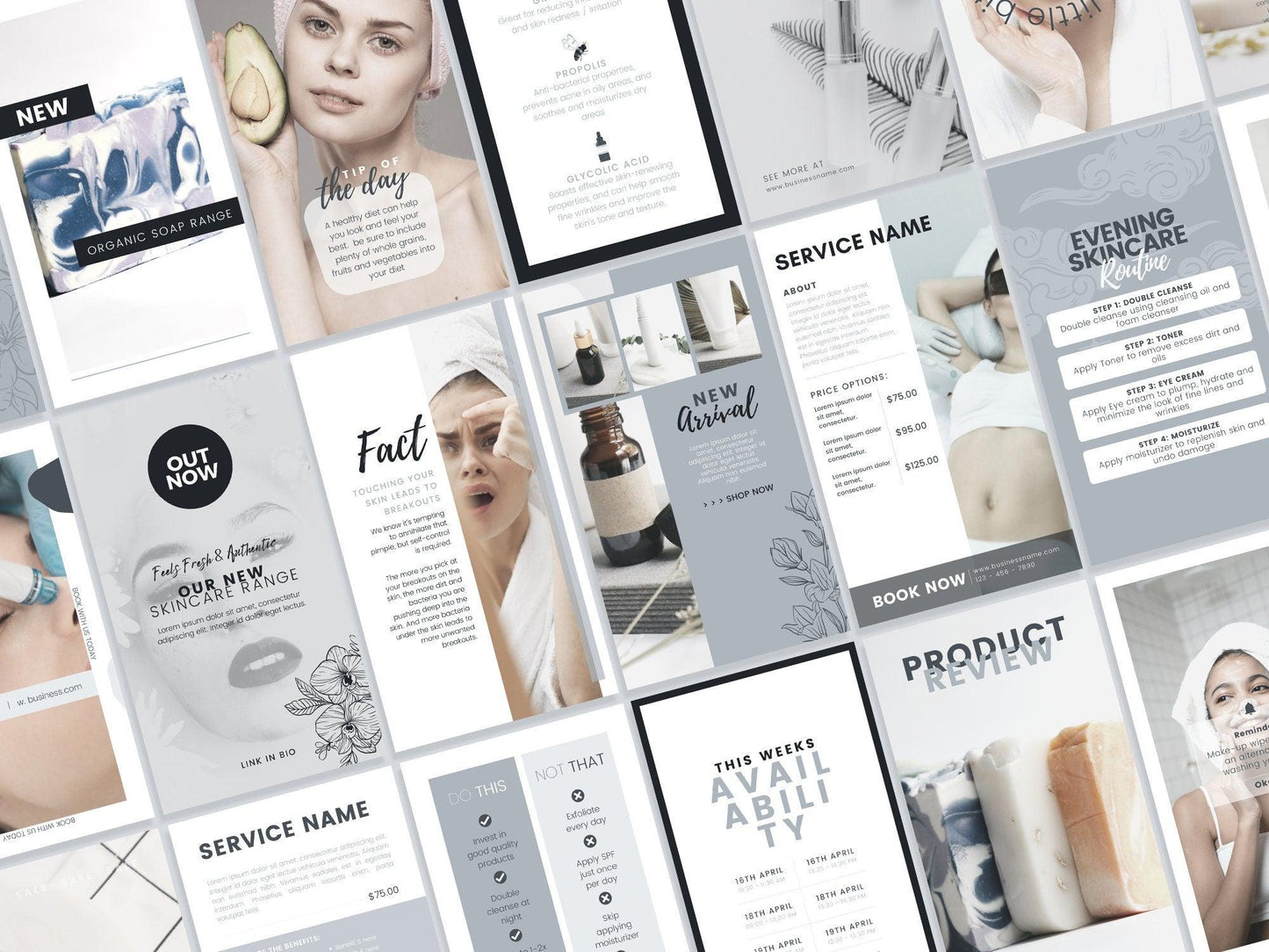 275 Skincare Instagram Templates For Social Media (slate)