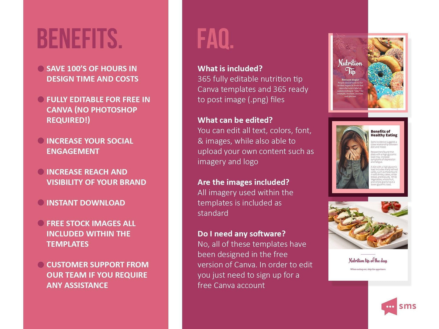 365 Nutrition Instagram Template Bundle For Social Media (crimson berry)