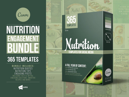 365 Nutrition Instagram Template Bundle For Social Media (olive)