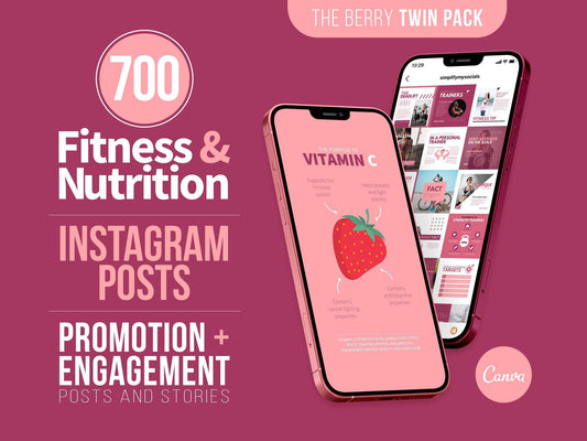 700 Fitness & Nutrition Templates For Social Media (berry)