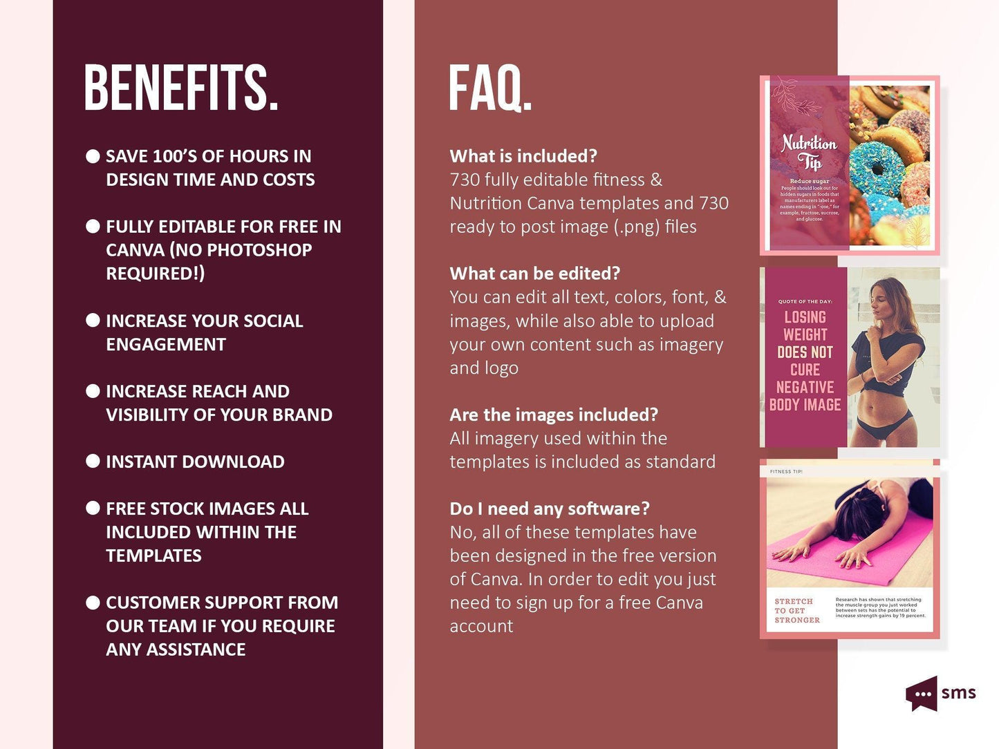 730 Fitness & Nutrition Template Bundle For Social Media (pink)