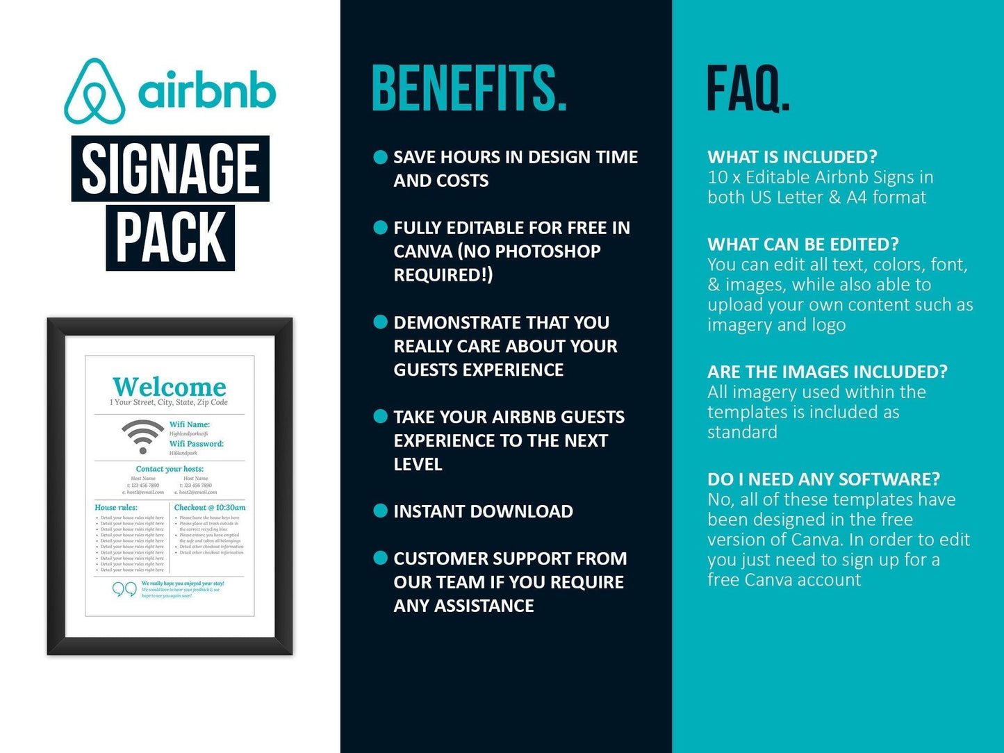 Airbnb Host Posters & Signage Bundle (coastal)