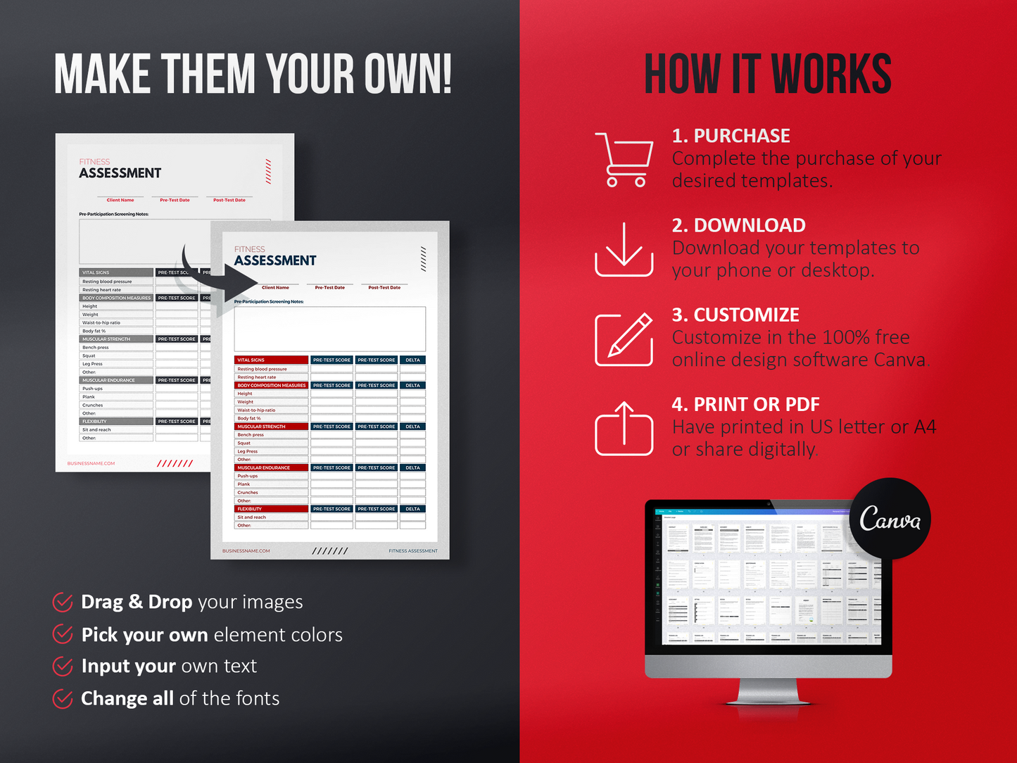 Personal Trainer Client Intake Forms and Fitness Trackers (Scarlet)