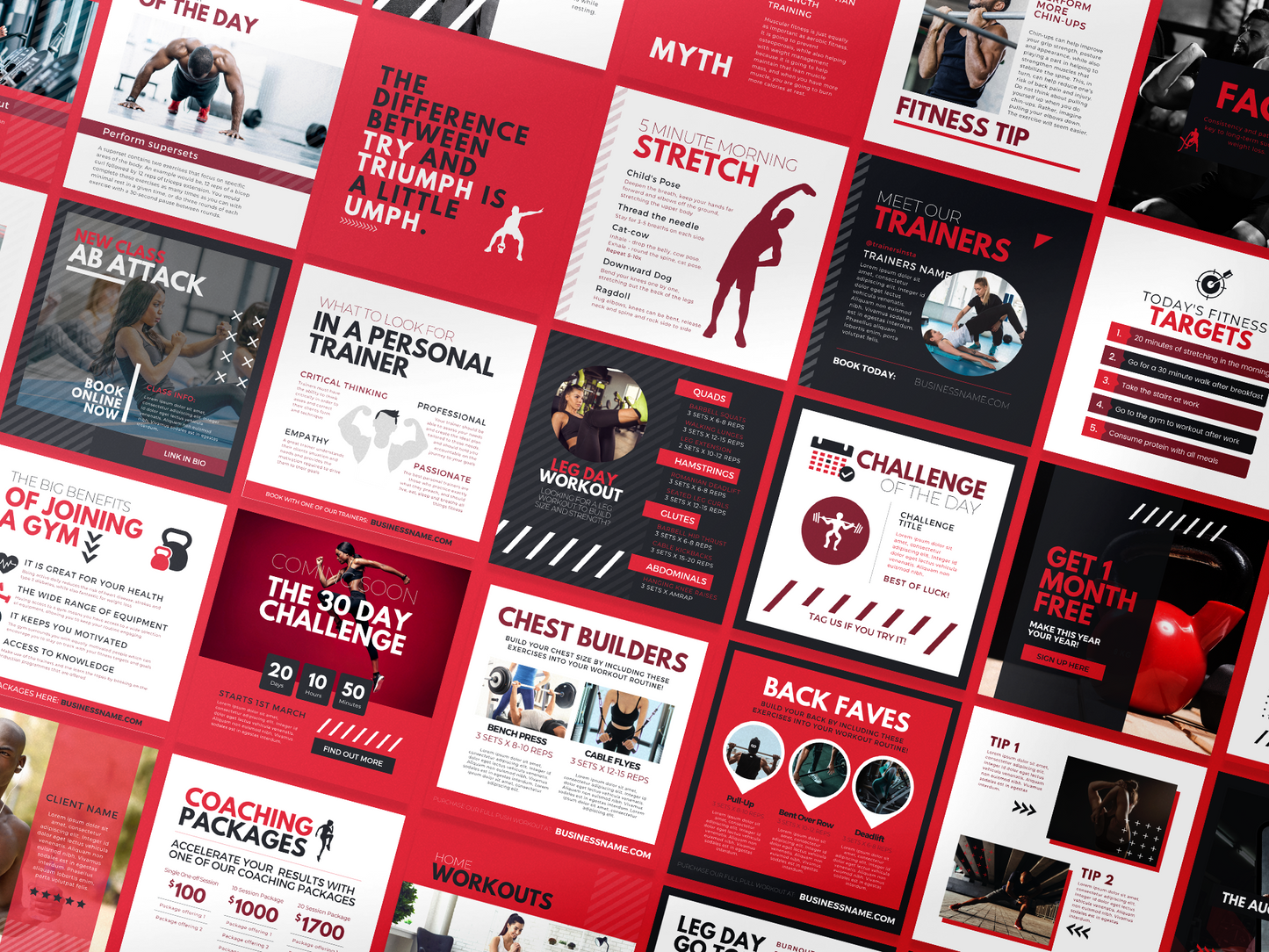 420 Fitness Instagram Post Templates (Scarlet)