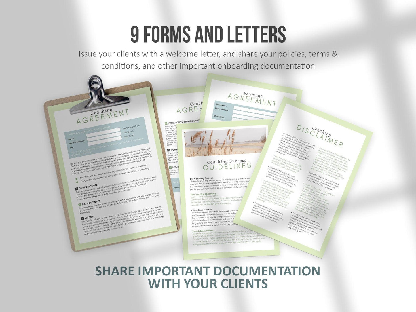 Life Coaching Client Intake Forms (green)