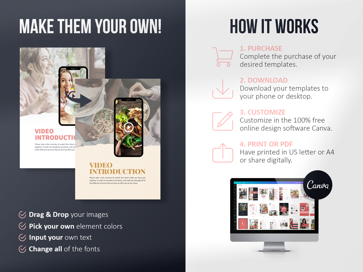 Nutrition Client Welcome Pack and Client Goodbye Pack Templates (Blush)