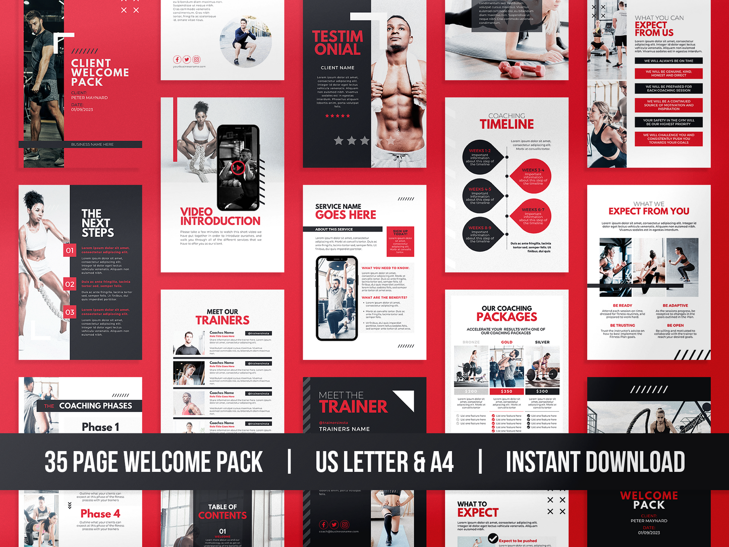 Fitness Client Welcome Pack and Client Goodbye Pack (Scarlet)