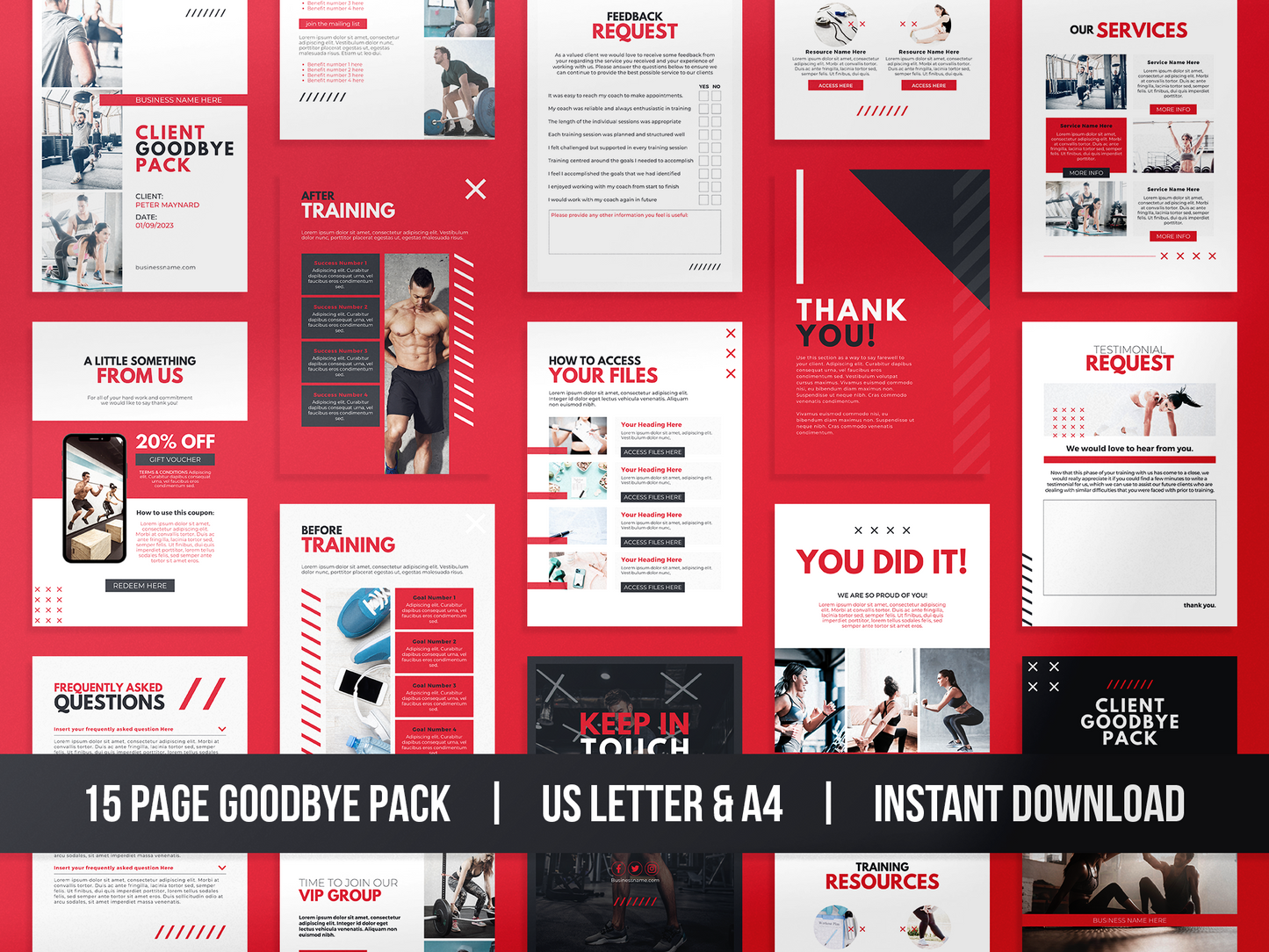 Fitness Client Welcome Pack and Client Goodbye Pack (Scarlet)