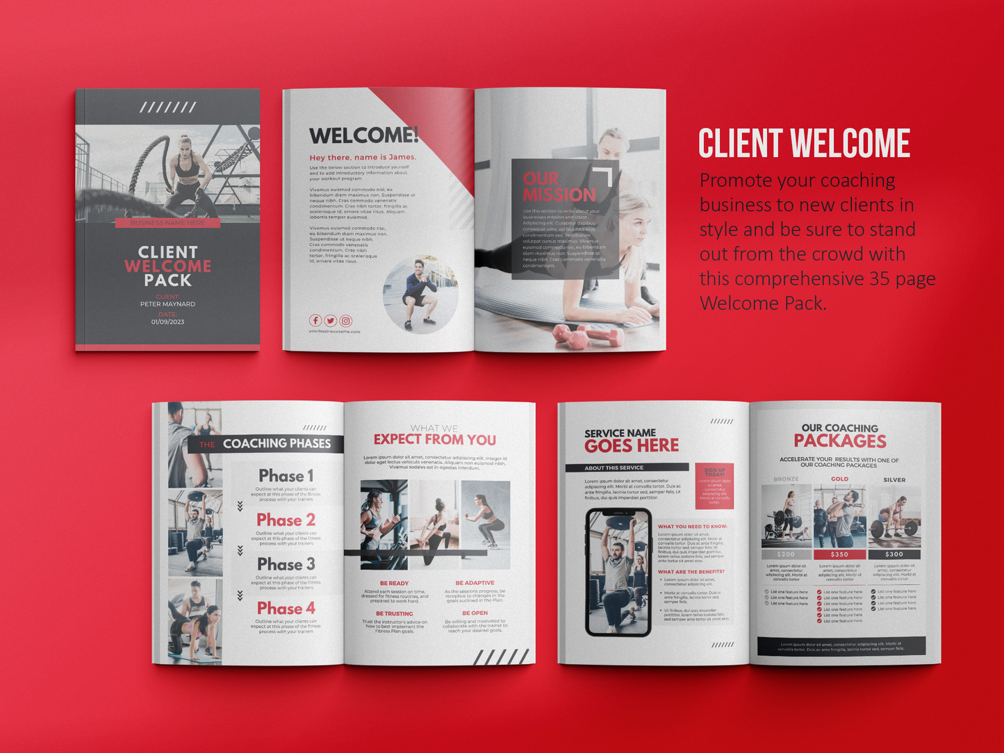Fitness Client Welcome Pack and Client Goodbye Pack (Scarlet)