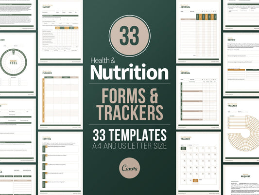 Nutrition Coach Client Intake Forms and Nutrition Trackers (Nature)