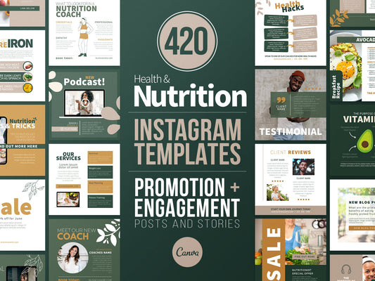 420 Health & Nutrition Instagram Post Templates | Health and Wellbeing | Nutrition Instagram Templates | Dietitian Template | Nutritionist