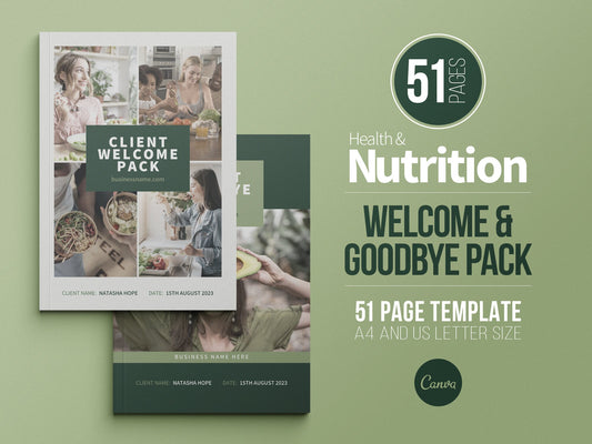 Nutrition Client Welcome Pack and Client Goodbye Pack Templates (Olive)