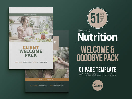 Nutrition Client Welcome Pack and Client Goodbye Pack Templates (Nature)