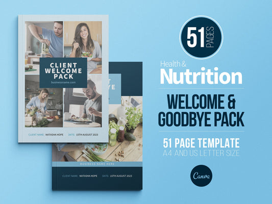 Nutrition Client Welcome Pack and Client Goodbye Pack Templates (Sky)
