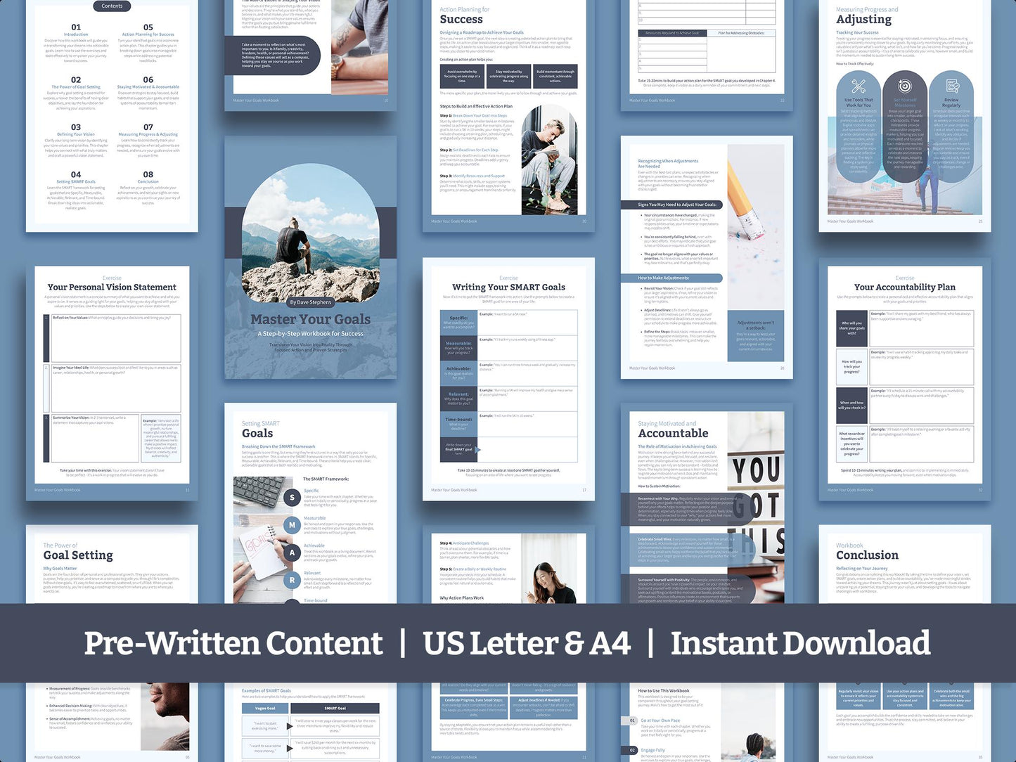 Life Coaching Workbook, Smart Goal Setting, Canva Template (Digital Download)