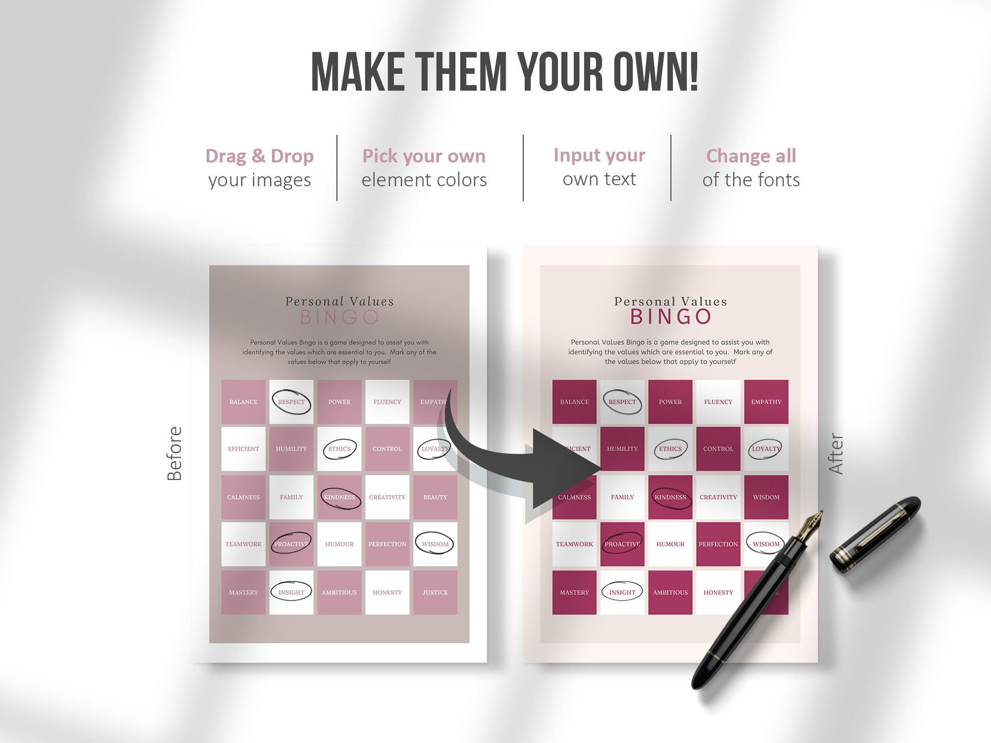 100 Life Coaching Worksheet Templates (mauve)