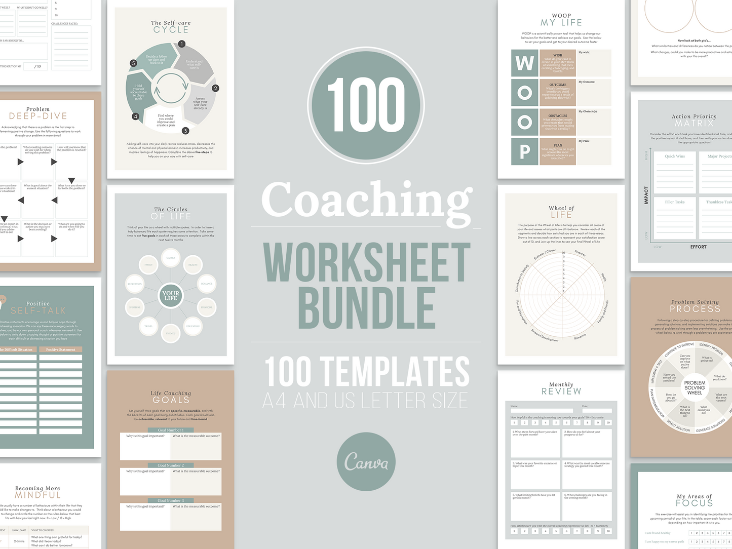100 Life Coaching Worksheet Templates (neutral)