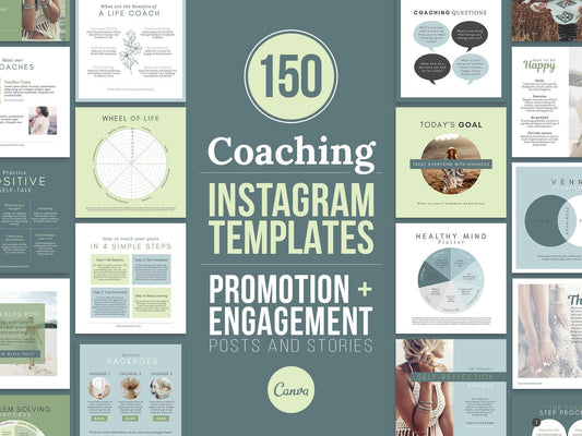 150 Life Coach Instagram Templates For Social Media (green)