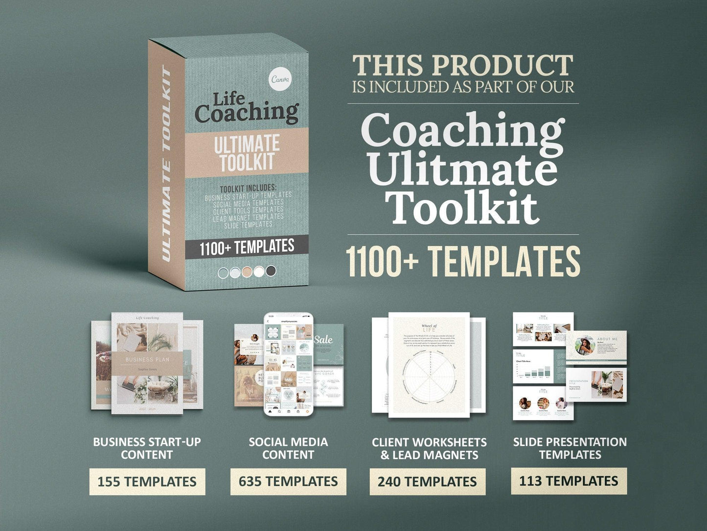 150 Life Coach Instagram Templates For Social Media (grey)