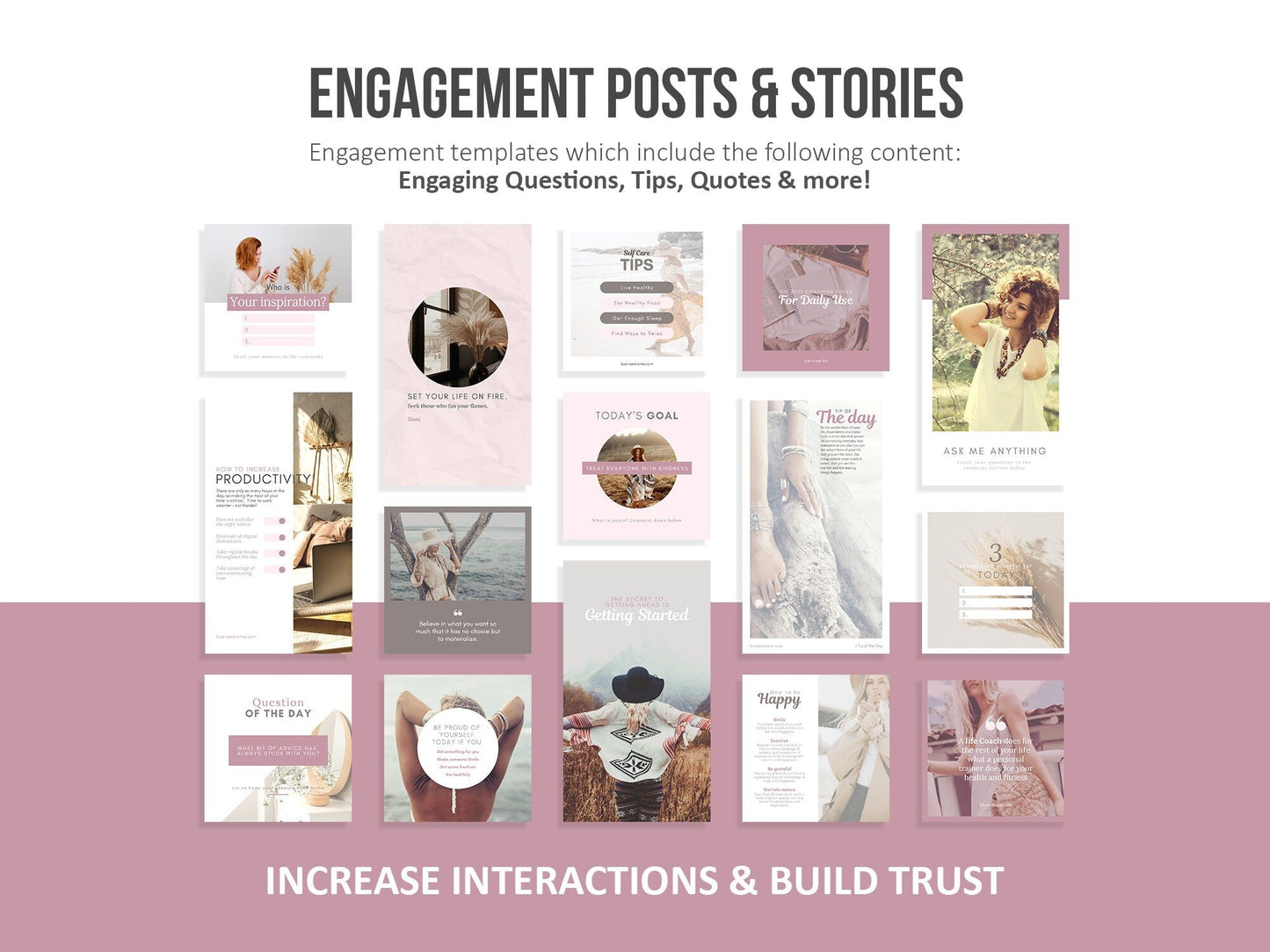 150 Life Coach Instagram Templates For Social Media (mauve)