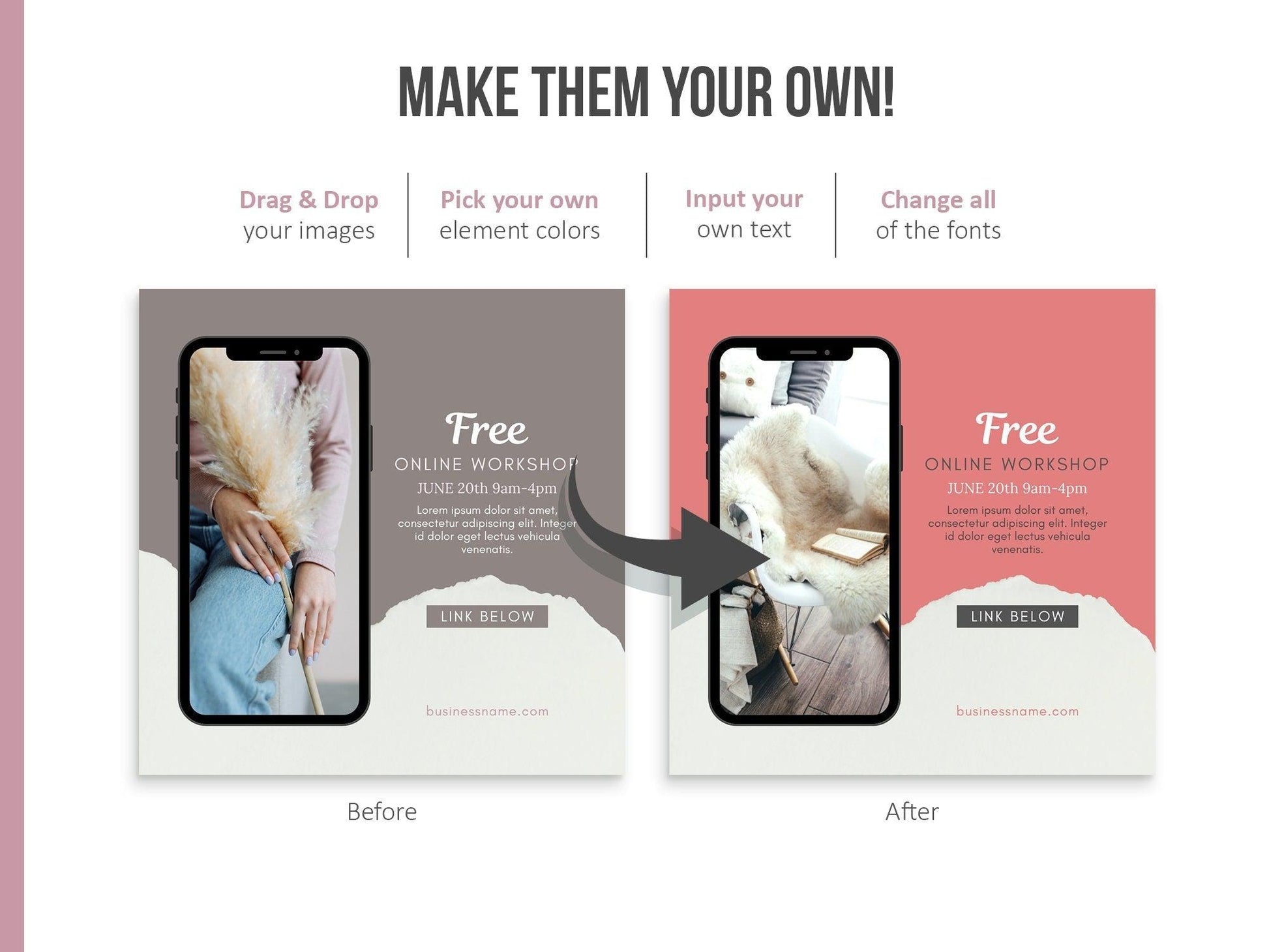 150 Life Coach Instagram Templates For Social Media (mauve)