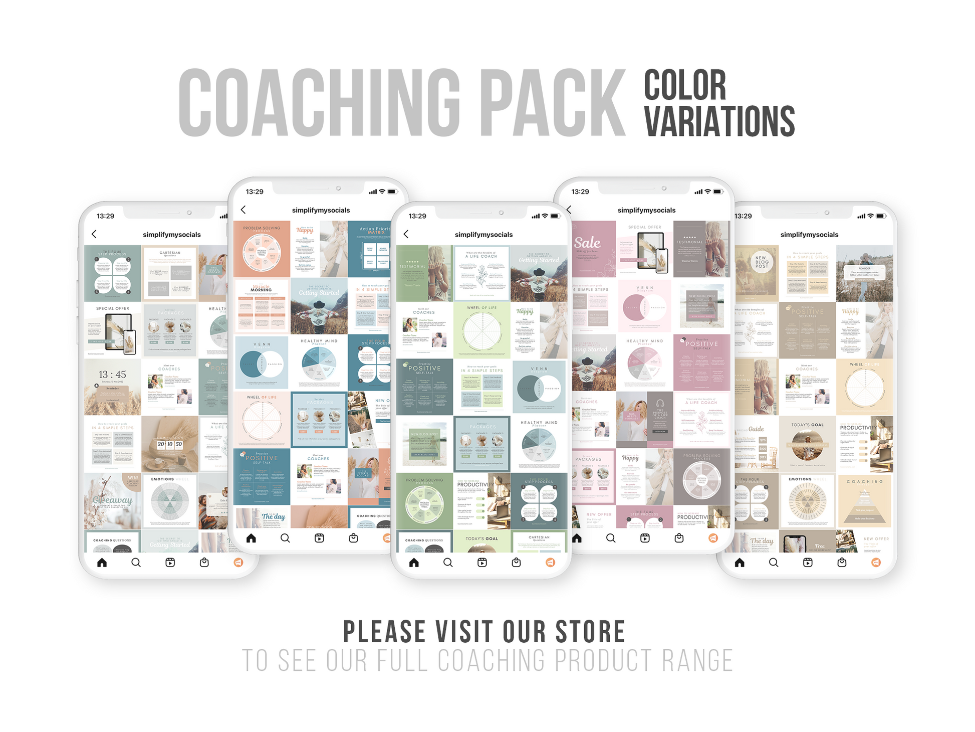 150 Life Coach Instagram Templates For Social Media (neutral)