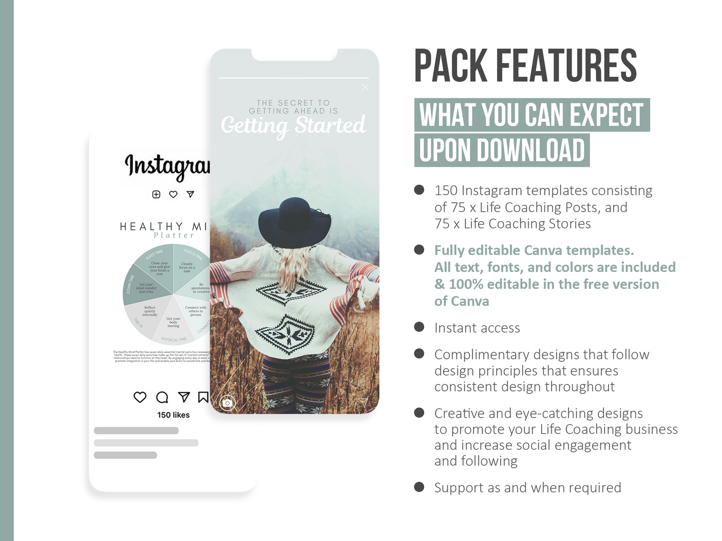 150 Life Coach Instagram Templates For Social Media (neutral)