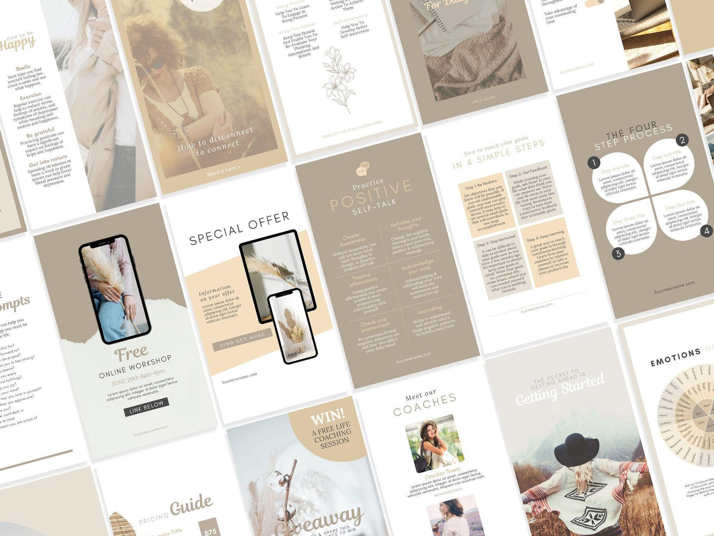 150 Life Coach Instagram Templates For Social Media (sand)