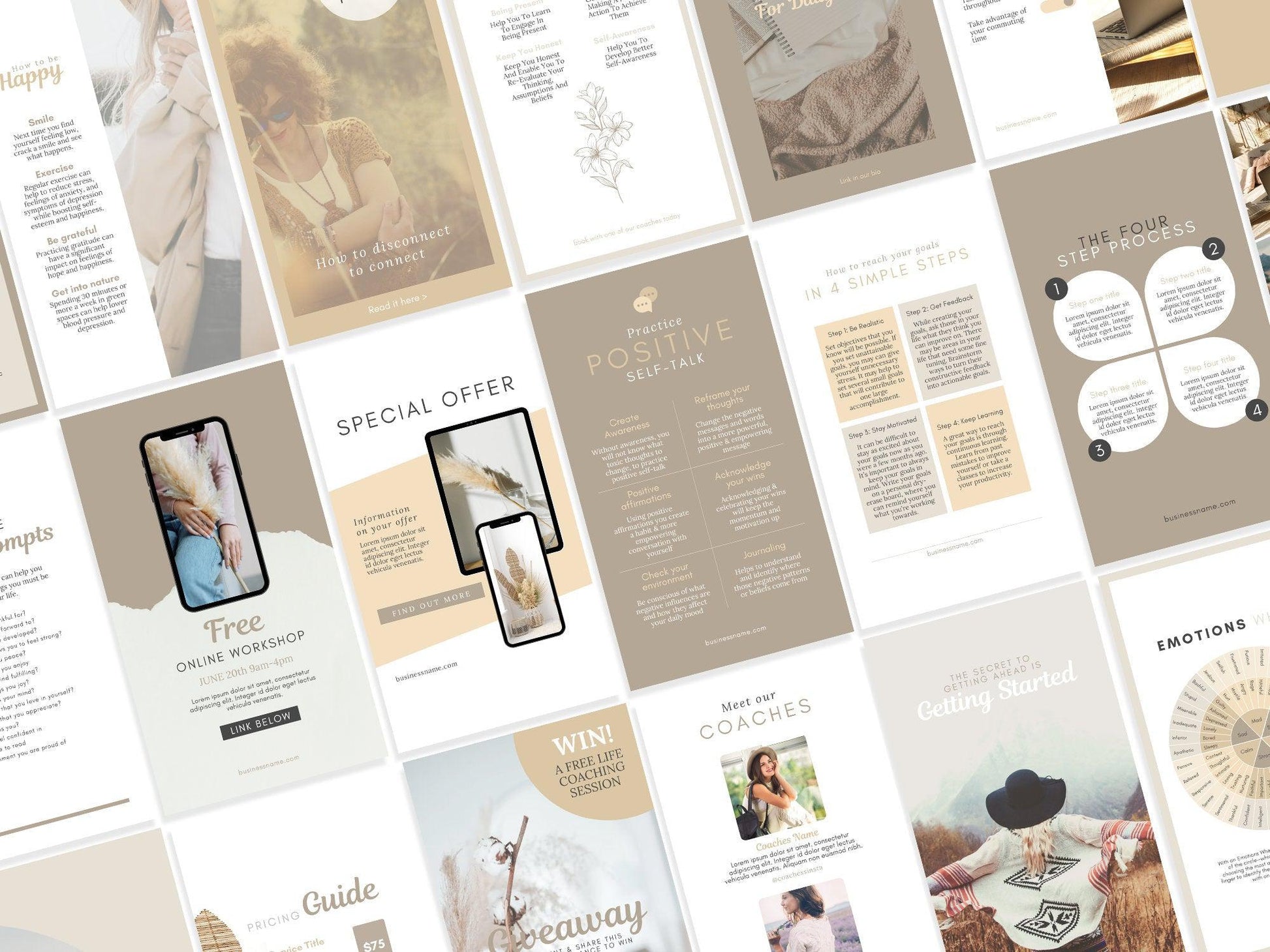 150 Life Coach Instagram Templates For Social Media (sand)