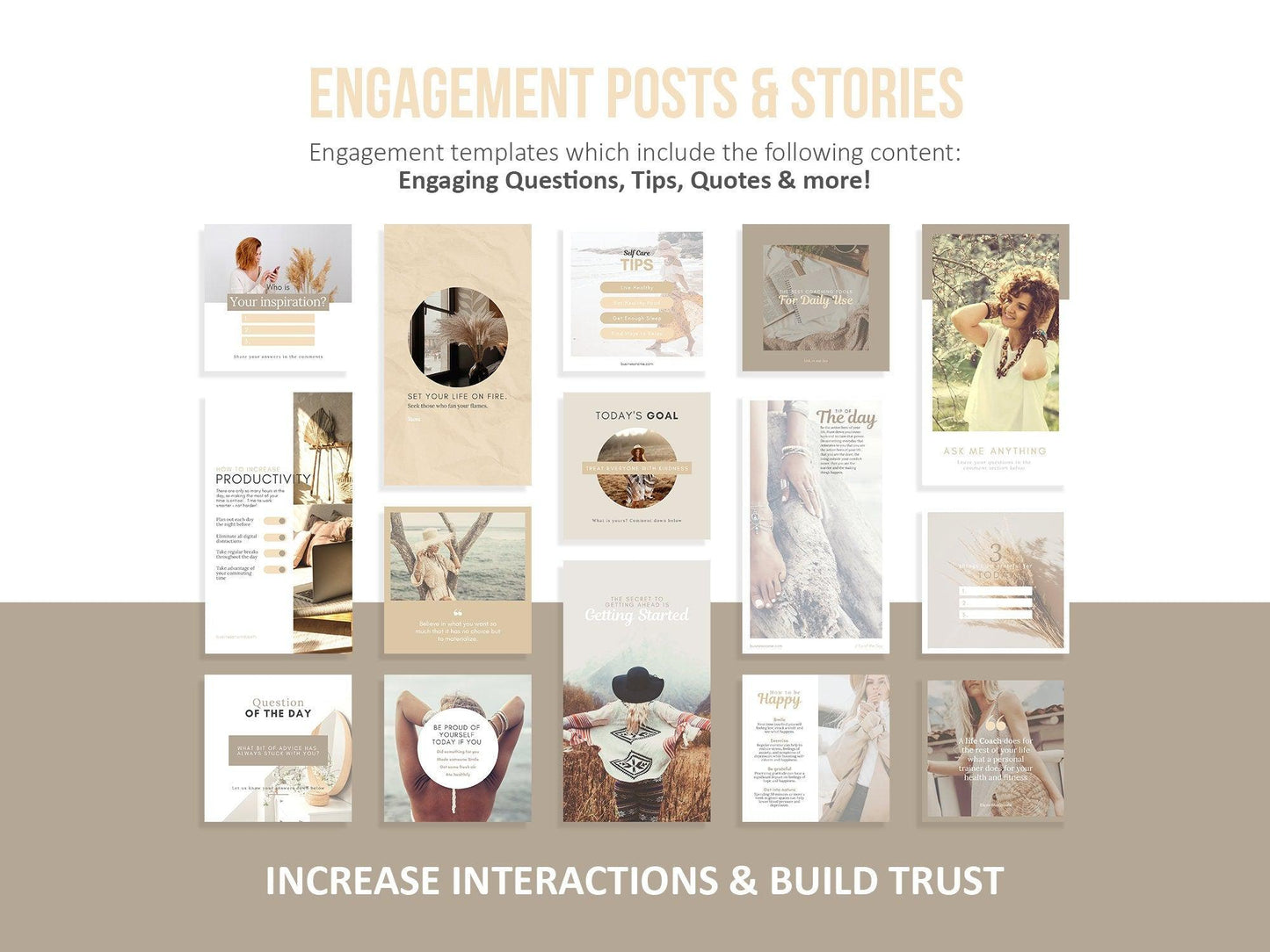 150 Life Coach Instagram Templates For Social Media (sand)
