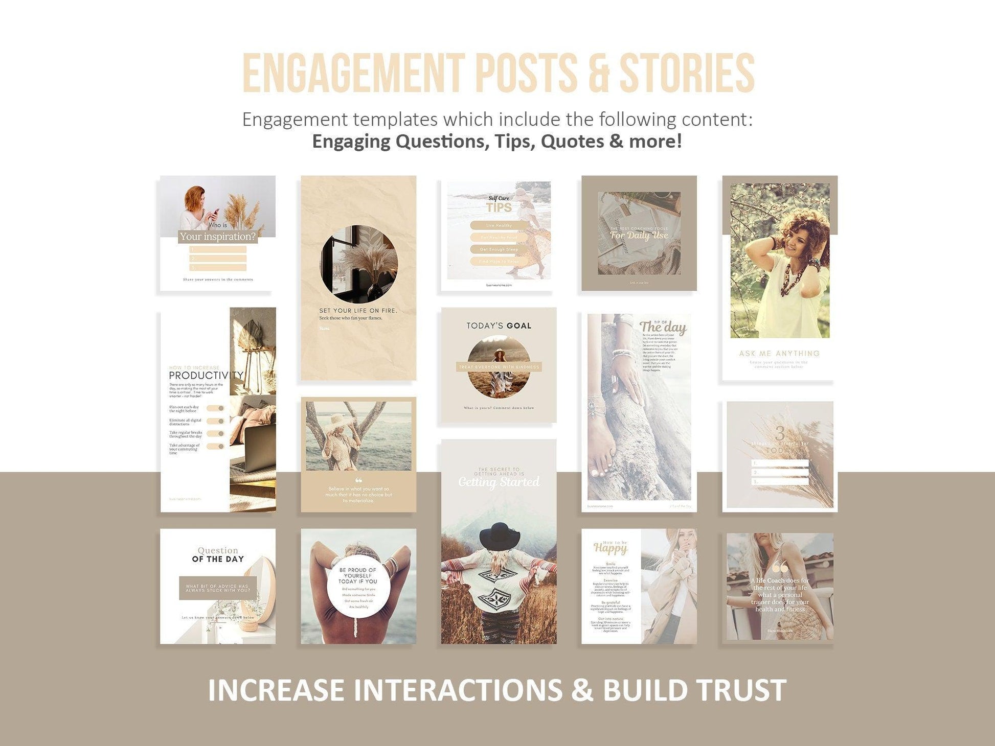 150 Life Coach Instagram Templates For Social Media (sand)
