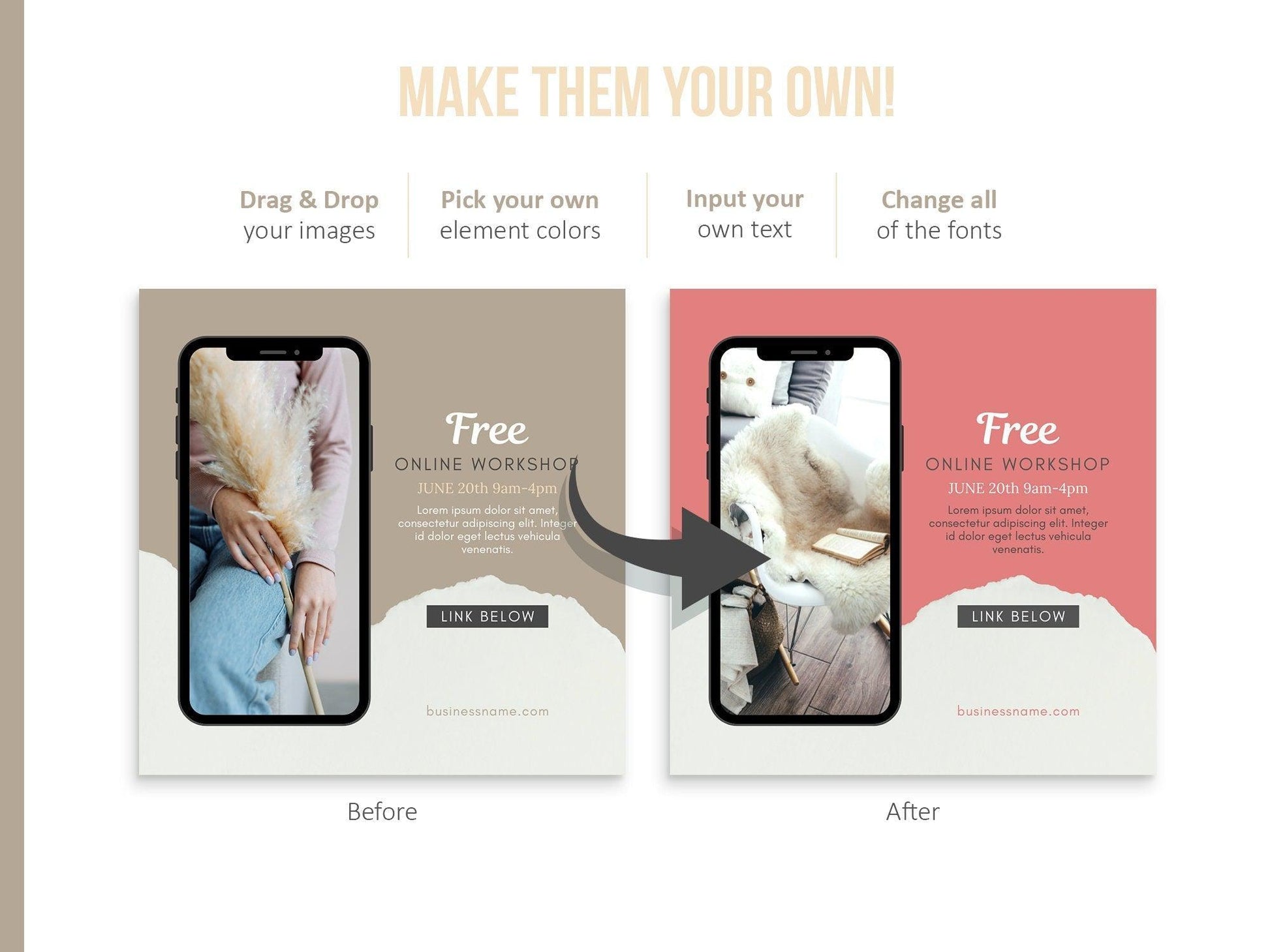 150 Life Coach Instagram Templates For Social Media (sand)