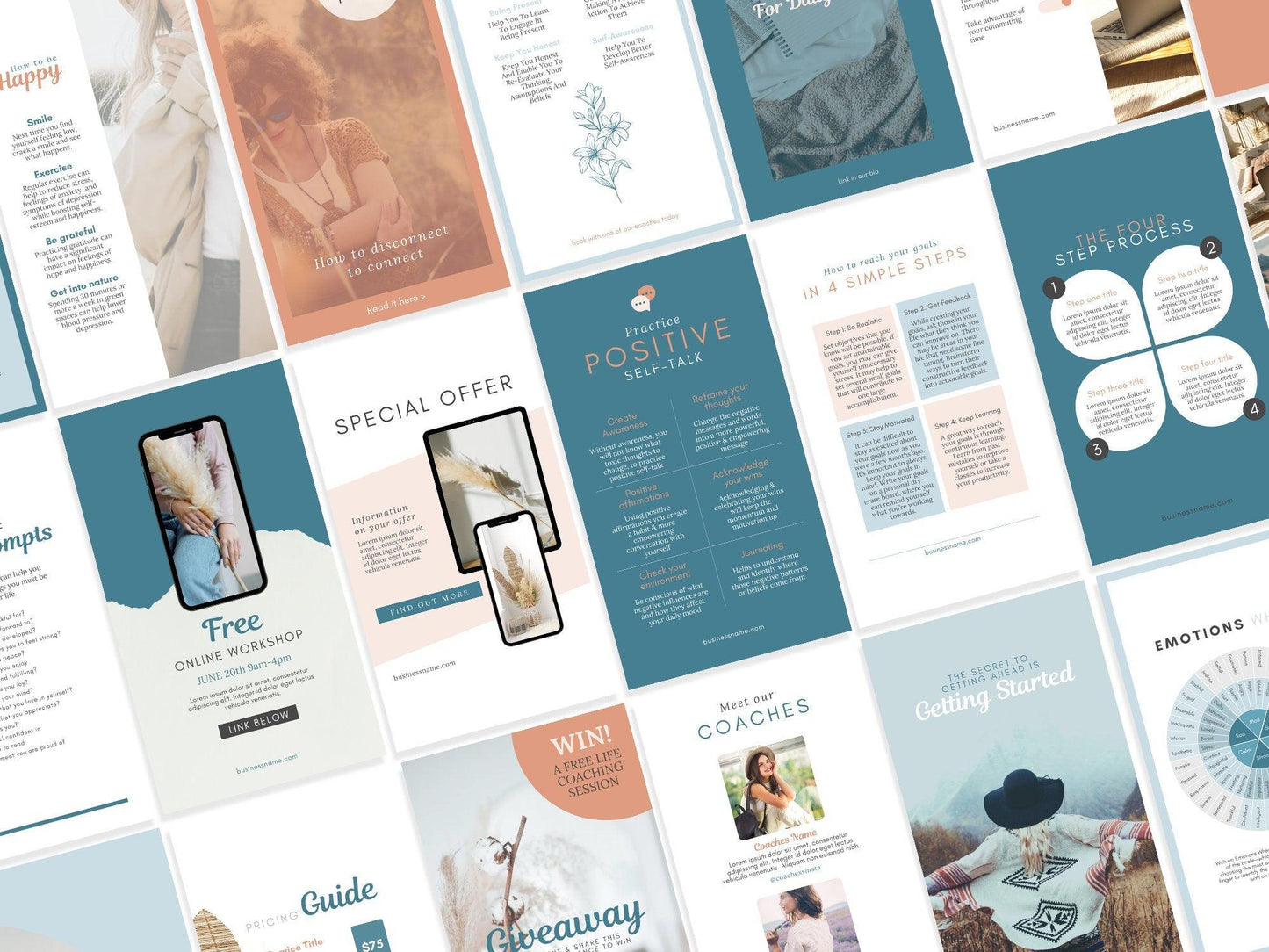 150 Life Coach Instagram Templates For Social Media (teal)