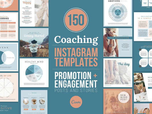 150 Life Coach Instagram Templates For Social Media (teal)