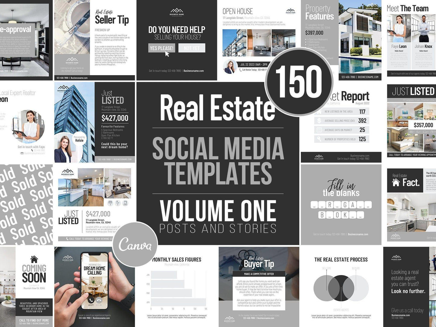 150 Real Estate Templates For Social Media (modern)