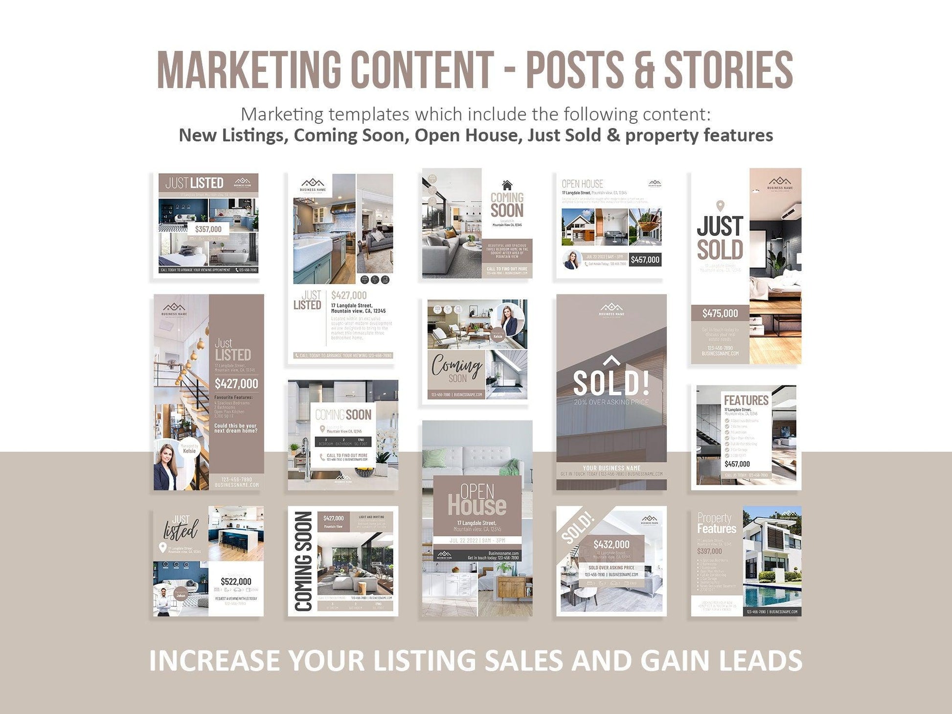 150 Real Estate Templates For Social Media (neutral)