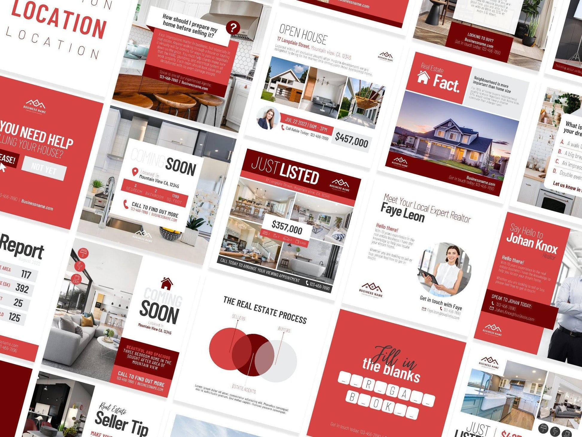 150 Real Estate Templates For Social Media (red)