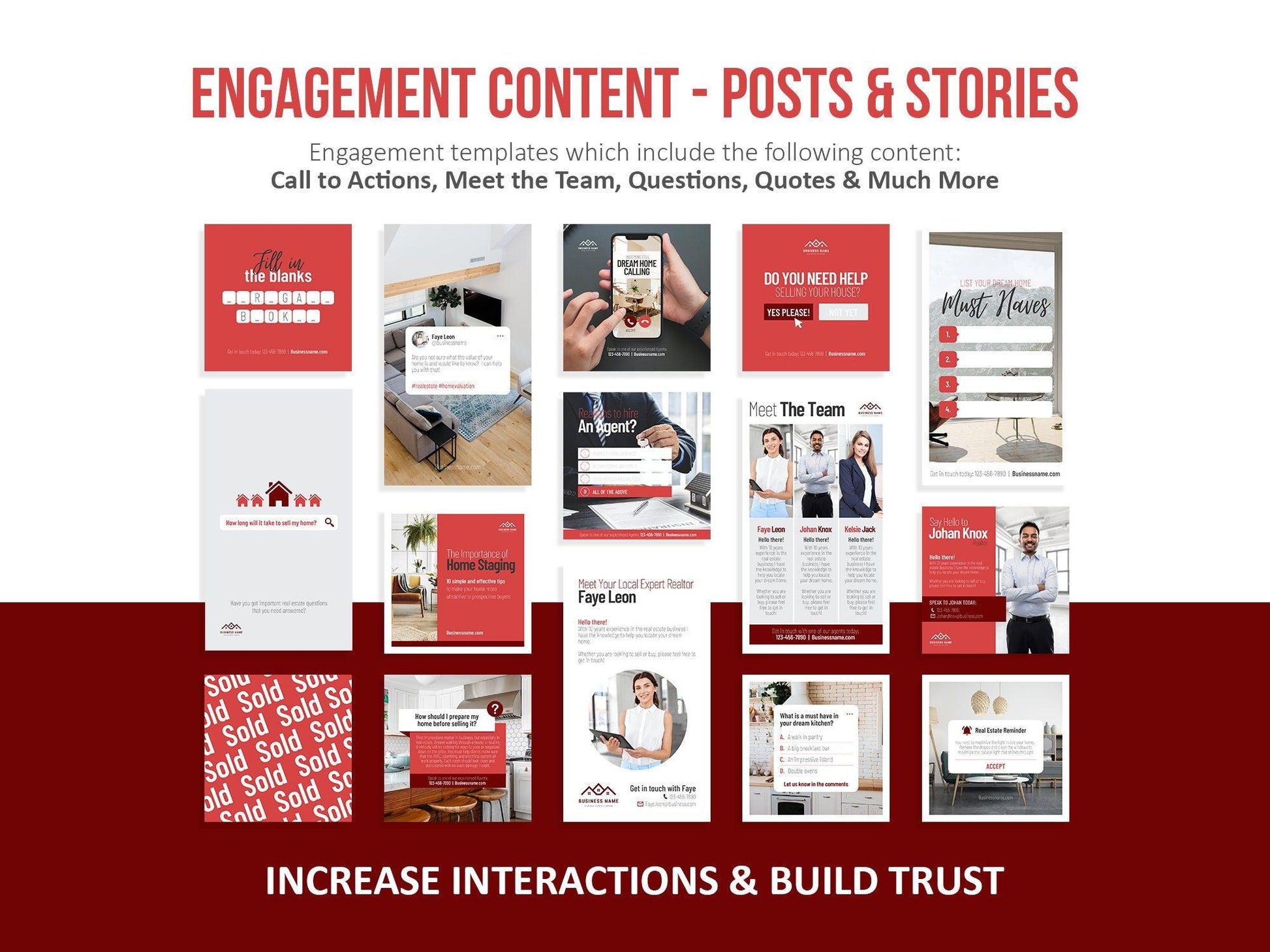 150 Real Estate Templates For Social Media (red)