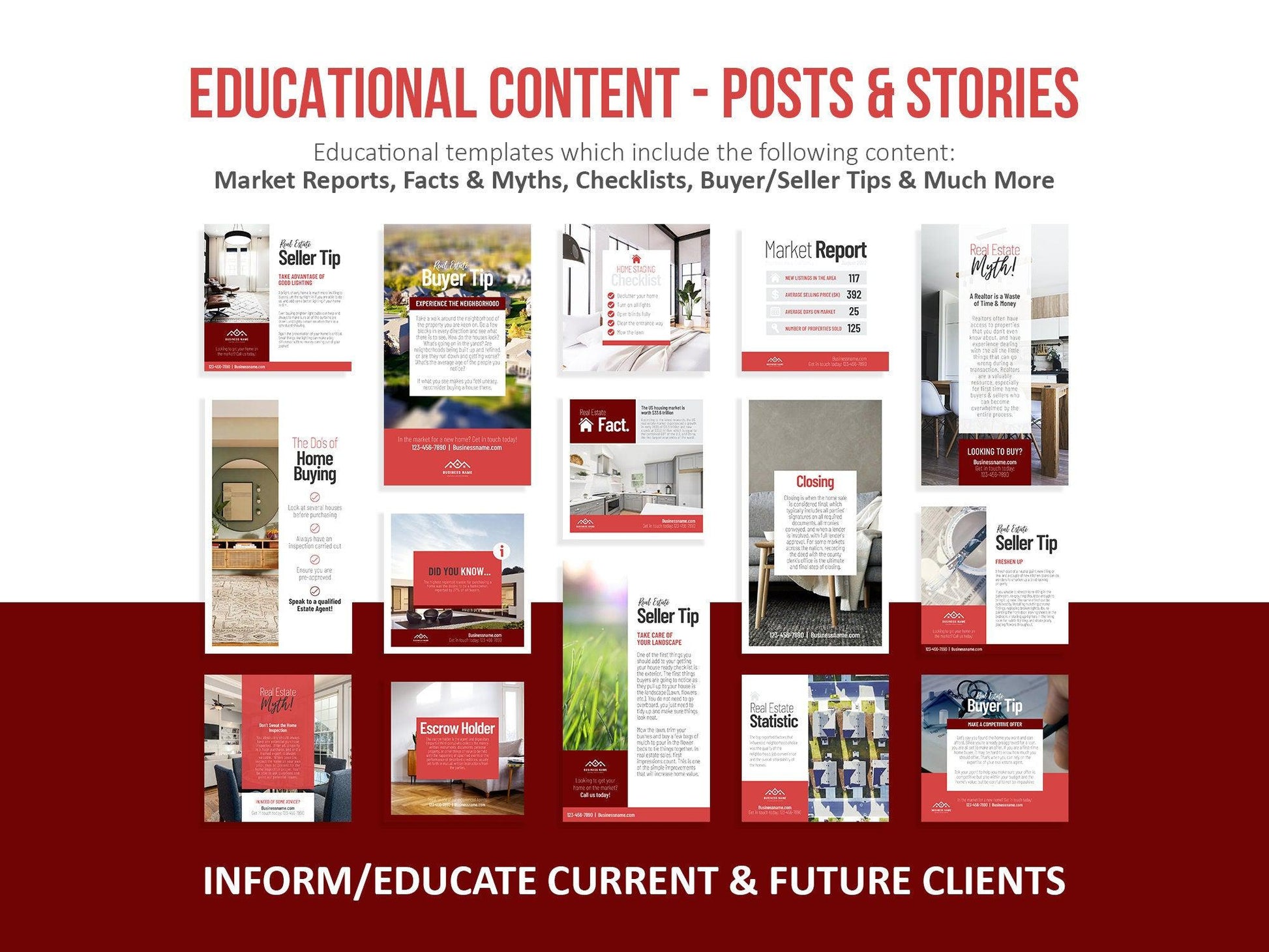 150 Real Estate Templates For Social Media (red)