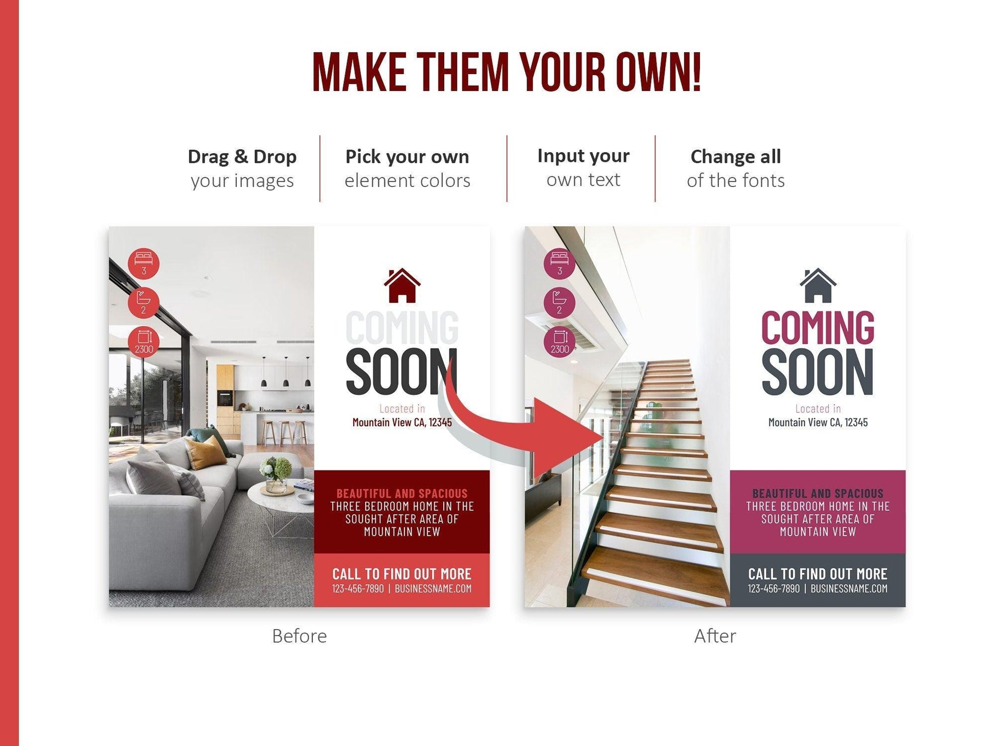 150 Real Estate Templates For Social Media (red)
