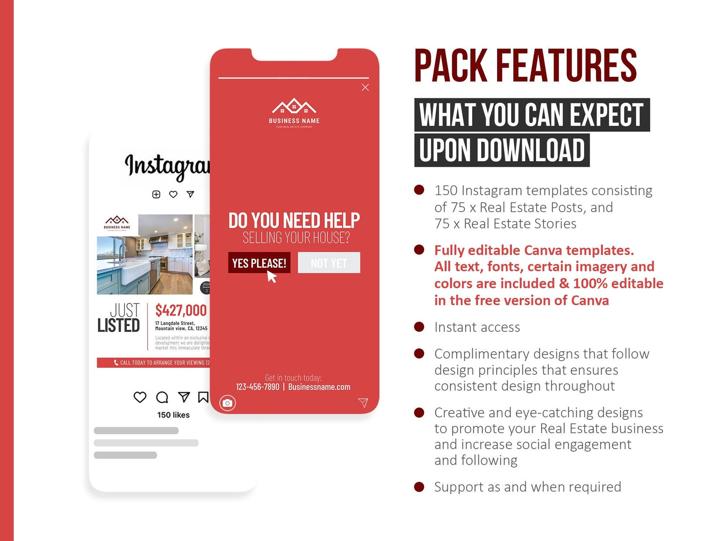 150 Real Estate Templates For Social Media (red)